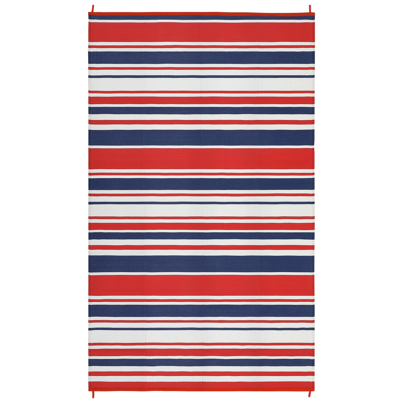 Garvee 10x14 Modern Lines Outdoor Large Rug Waterproof UV-Resistant Striped Patio Rug Red Navy White for Camping Picnic Pool Side RV
