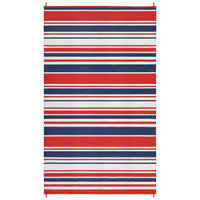 Garvee 10x14 Modern Lines Outdoor Large Rug Waterproof UV-Resistant Striped Patio Rug Red Navy White for Camping Picnic Pool Side RV