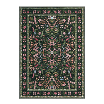 Garvee Washable Area Rug 8x10 Boho Floral Soft Low Pile Carpet for Living Room Bedroom Dining Room Nursery Hallway Green