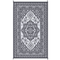 Garvee Outdoor Grey & White 9x18 Plastic Straw Rug, Waterproof Stain Resistant Reversible for Camping, Garden, Backyard, RV, Patio