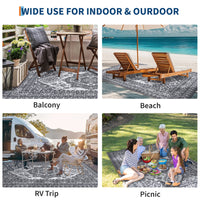 Garvee Outdoor Grey & White 9x18 Plastic Straw Rug, Waterproof Stain Resistant Reversible for Camping, Garden, Backyard, RV, Patio
