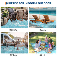 Garvee Outdoor Light Blue & White 9x18 Plastic Straw Rug, Waterproof Stain Resistant Reversible Carpet for Camping, Backyard, RV, Patio
