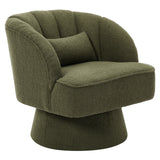 Garvee Swivel Barrel Accent Chair - Teddy Velvet Upholstered 360° Rotating Modern Armchair with Striped Backrest & Plush Padding, Round Lounge Chair for Living Room, Bedroom, Green - Green