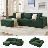 Garvee 108” Boneless Cloud Sectional Sofa for Living Room, Compressed Modular L-Shaped Sofa with Deep Seat, Frameless Corduroy Couch in Boxes, No Assembly Required 3-Seater, Left-Green - Lie Left | Corduroy | Green