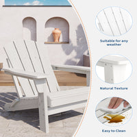 Garvee Folding Wooden Adirondack Chair, Outdoor Lounge Chair with Ergonomic High Back, White