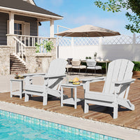 Garvee Folding Wooden Adirondack Chair, Outdoor Lounge Chair with Ergonomic High Back, White