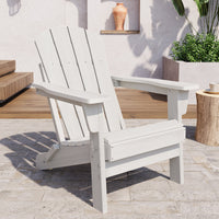 Garvee Folding Wooden Adirondack Chair, Outdoor Lounge Chair with Ergonomic High Back, White