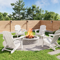 Garvee Folding Wooden Adirondack Chair, Outdoor Lounge Chair with Ergonomic High Back, White