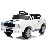 Garvee Ride - P Series: 12V Kids Ride On Car Shelby GT350 Replica with Remote Control, LED Lights, USB Port, Music, Safety Harness, White for Outdoor Fun - White