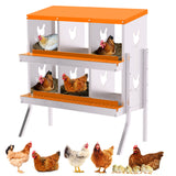 Garvee 6-Hole Bracket Legs Chicken Nesting Box Galvanized Steel Rustproof Automatic Egg Collection Ventilated Easy Install Wall or Freestanding for Chicken Coop - Orange
