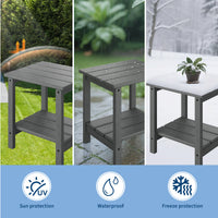 Garvee Adirondack Side Table, HDPE 2-Tier Patio Side Tables for Outside, 18 x 15 inch All-Weather End Table for Patio, Pool Deck, Indoor, Backyard, Gray
