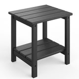 Garvee Adirondack Side Table, HDPE 2-Tier Patio Side Tables for Outside, 18 x 15 inch All-Weather End Table for Patio, Pool Deck, Indoor, Backyard, Black - Black