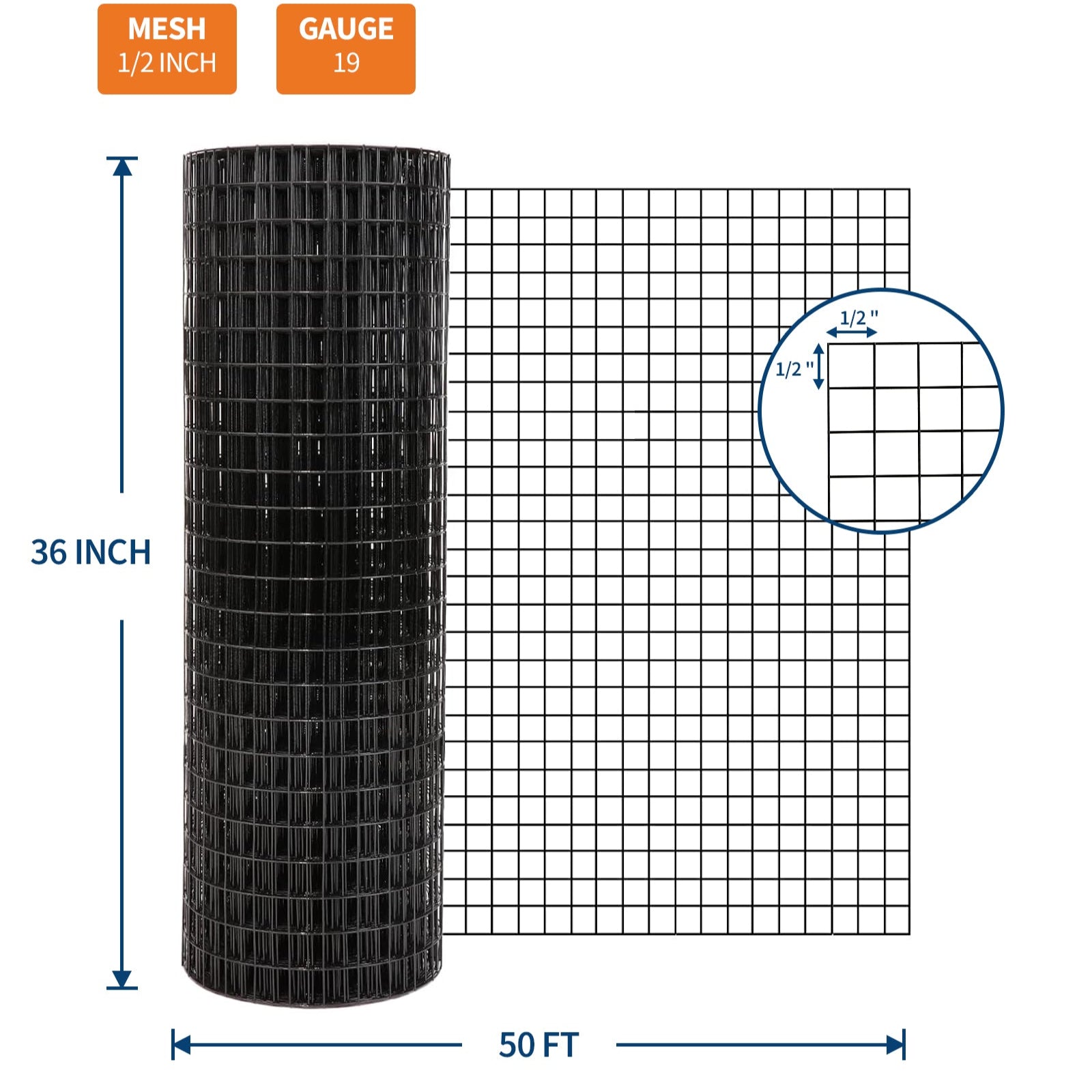 GARVEE 3'x50' 19-Gauge Hex Mesh Fence - Galvanized , Rust-Resistant for Chicken Coops & Gardens (Smooth Edges)