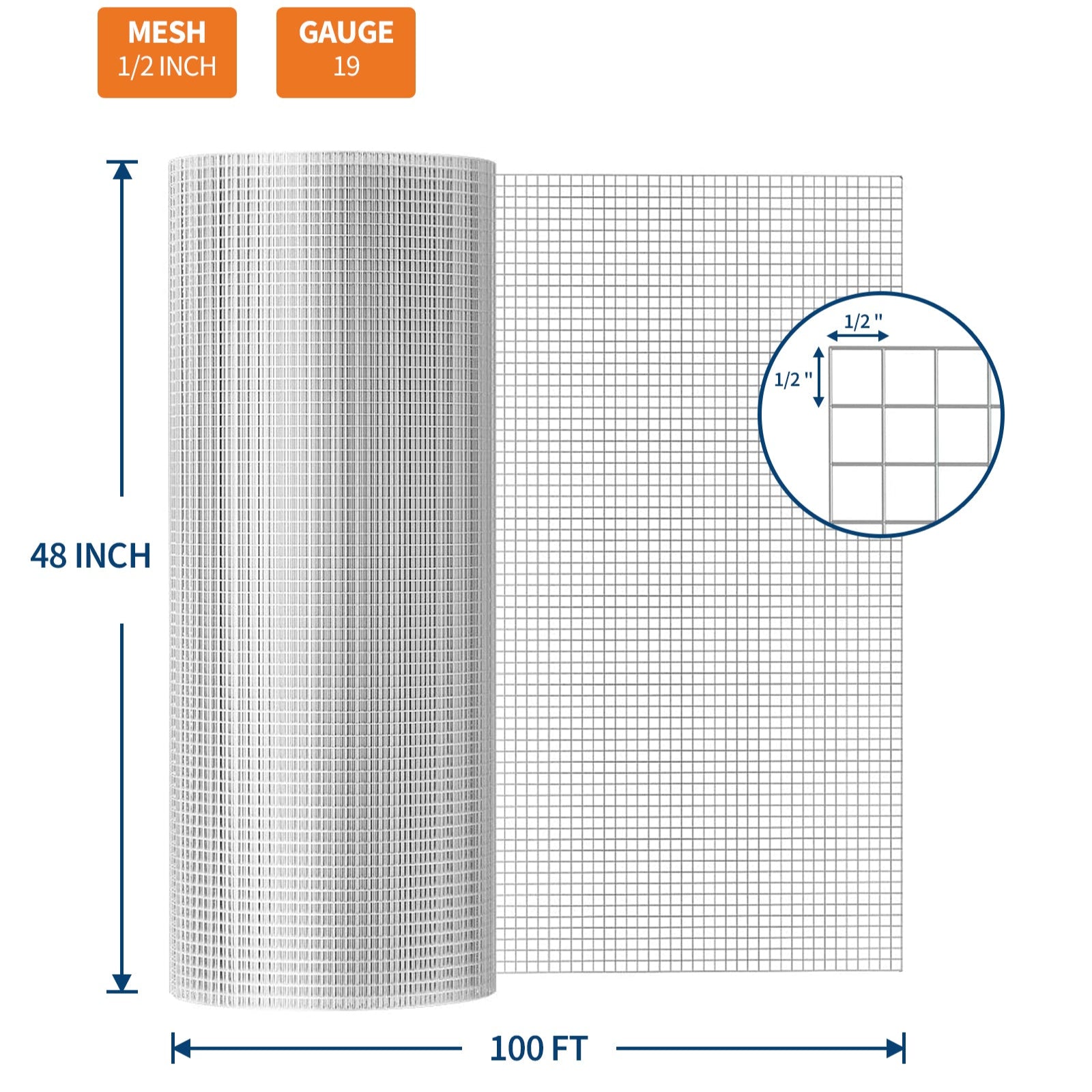 GARVEE 1/2" Hex Wire Mesh - 4'x100' Galvanized Steel Roll, Rust-Resistant Fencing for Chicken Coops & Gardens (Small Animal Barrier)