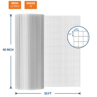 GARVEE 1/2" Hex Wire Mesh - 4'x50' Galvanized Steel Roll, Rust-Resistant Fencing for Chicken Coops & Gardens (Small Animal Barrier)