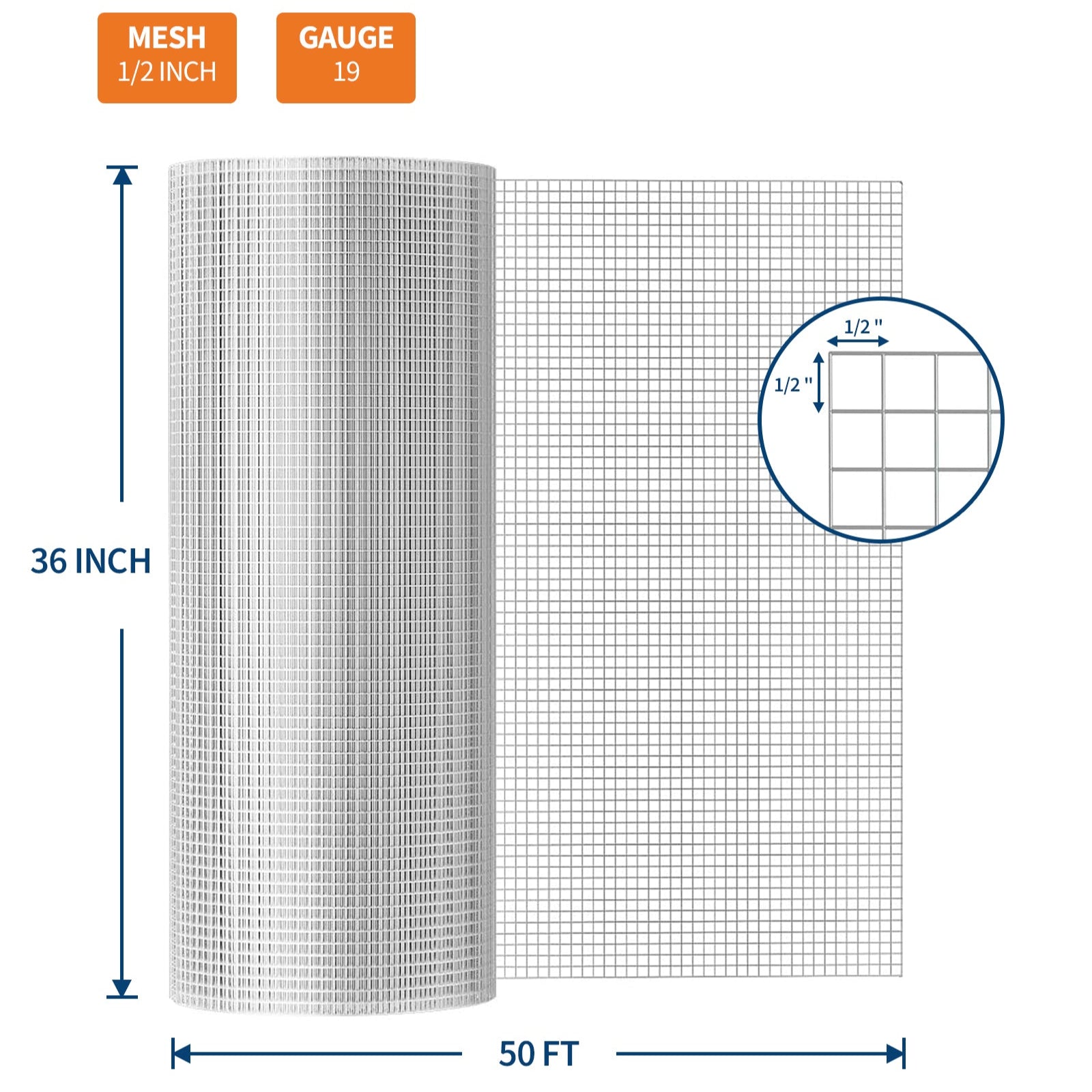 GARVEE 3'x50' Hex Mesh Fence - Galvanized Steel w/Smooth Edges for Gardens & Coops (Rust-Resistant, Small Animal Proof)