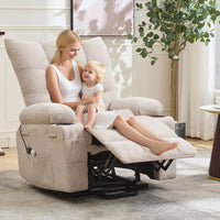 Garvee Power Lift Recliner Chair for Elderly, Oversized Standing Chair Recliner with Massage & Heat, Soft Padded Upholstery, Side Pocket & Cup Holders for Living Room, Bedroom, Beige