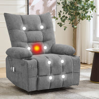 Garvee Power Lift Recliner Chair for Elderly, Oversized Standing Chair Recliner with Massage & Heat, Soft Padded Upholstery, Side Pocket & Cup Holders for Living Room, Bedroom, Gray