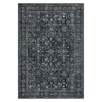 Garvee Persian Black 8x10 Vintage Floral Boho Area Rug for Living Room Bedroom, Large Washable, Non-Slip Low Pile Faux Wool Carpet, Kids Pets Friendly