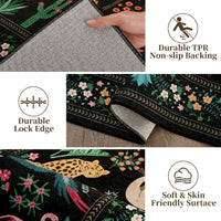Garvee 8x10 Washable Animal Living Room Rug Non Slip Vintage Design Soft Low Pile Large Carpet Black