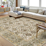 Garvee Area Rugs 9x12 Washable Light Green Rugs for Living Room Non Slip Vintage Floral Large Area Rug Boho Distressed Printed Indoor Low Pile Carpet for Bedroom Dining Room Indoor Home Office - Light Green