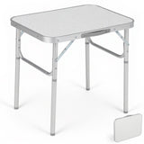 Garvee Aluminum Folding Camping Table 24x17 in Adjustable Height 9-23 in Lightweight Portable White