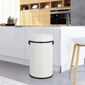 Garvee 17 Gallon Flip Top Trash Can, Commercial Grade Heavy Duty Brushed Stainless Steel Outdoor Trash Can, Large Kitchen Trash Can, White