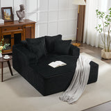 Garvee Boneless Couch 61'' Oversized Corduroy Chaise Lounge Chair, Deep Seat Cloud Sleeper Sofa Bed with 4 Fluffy Pillows & Armrests, No Assembly, for Living Room, Bedroom, Office, Black - Black