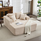 Garvee Boneless Couch 61'' Oversized Corduroy Chaise Lounge Chair, Deep Seat Cloud Sleeper Sofa Bed with 4 Fluffy Pillows & Armrests, No Assembly, for Living Room, Bedroom, Office, Camel - Camel