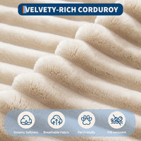 Garvee Boneless Couch 61'' Oversized Corduroy Chaise Lounge Chair, Deep Seat Cloud Sleeper Sofa Bed with 4 Fluffy Pillows & Armrests, No Assembly, for Living Room, Bedroom, Office, Camel