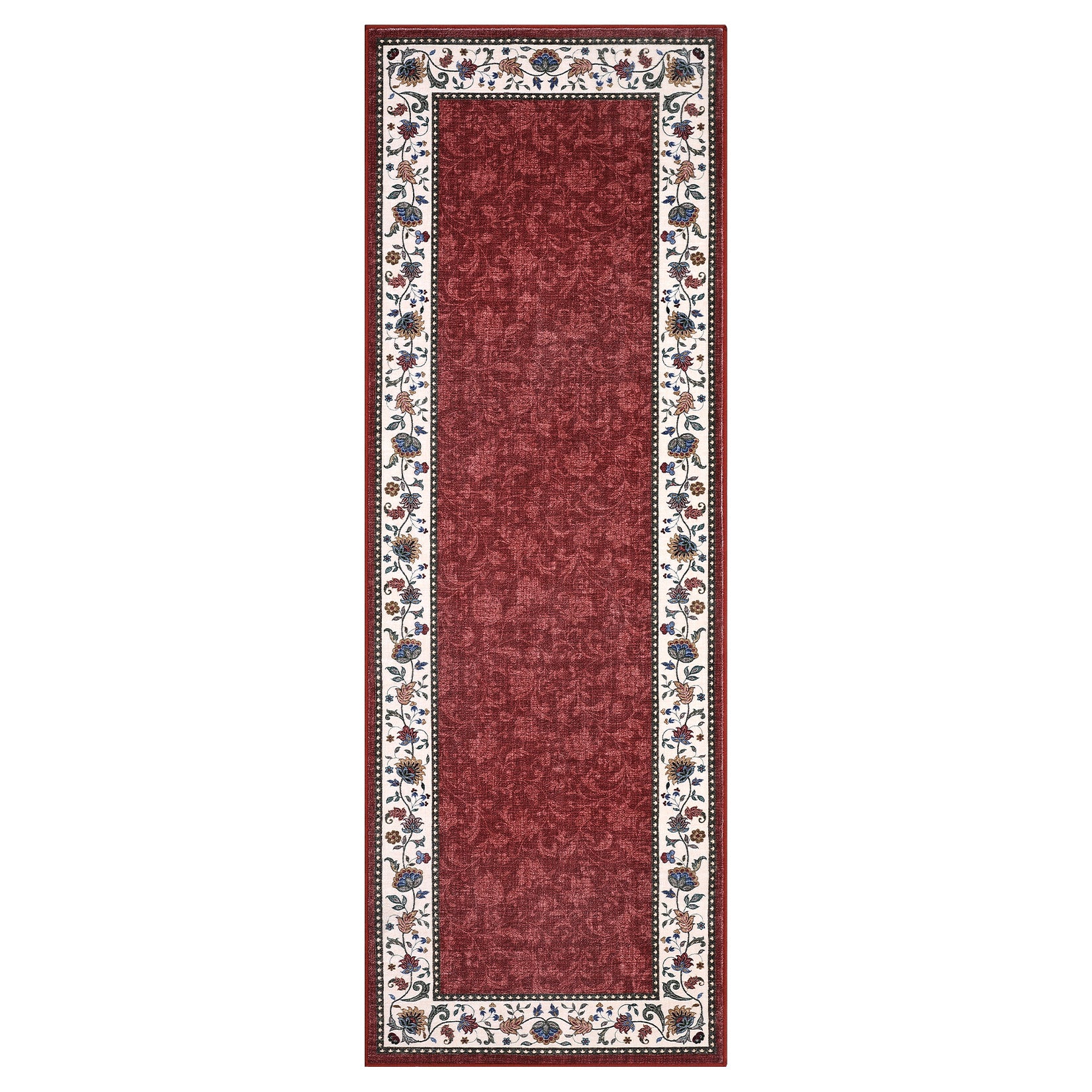Garvee 2x6 Floral Kitchen Runner Rug Washable Non Slip Throw Runner for Hallway, Laundry, Bathroom, Bedside, Entryway, Red