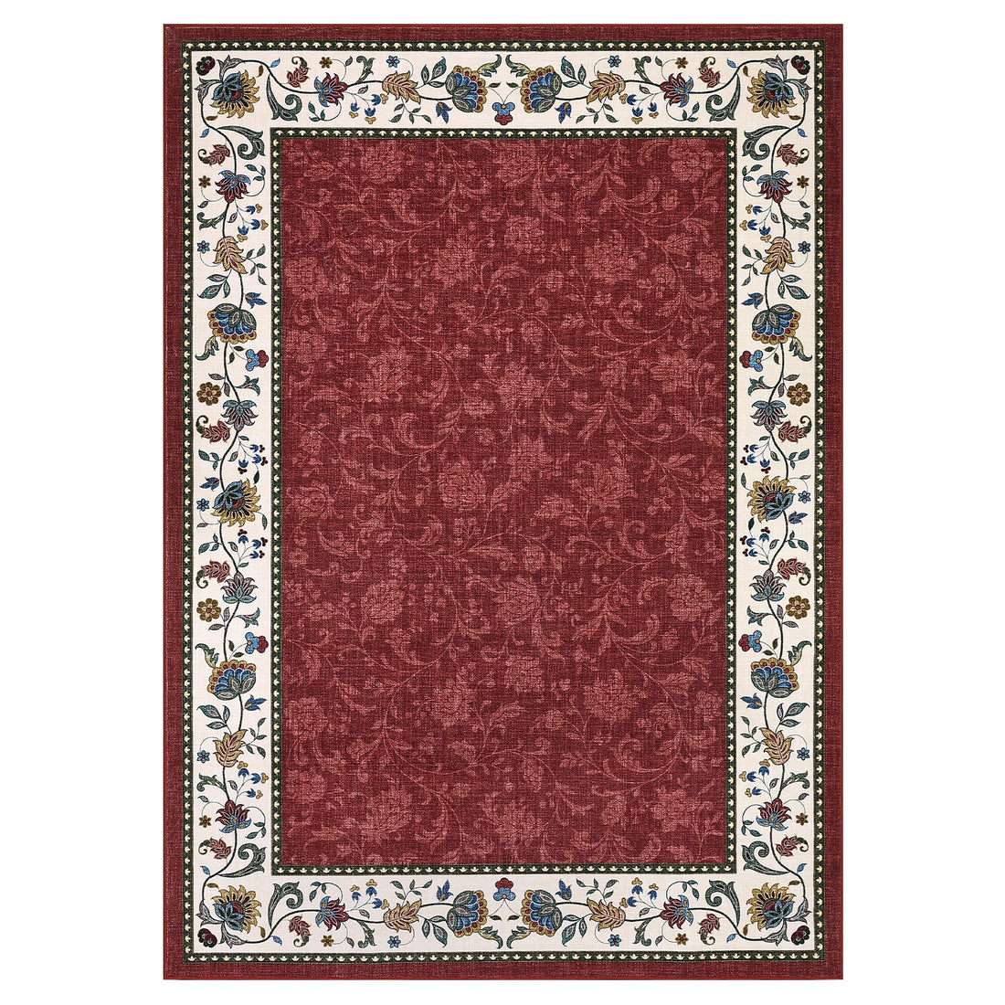 Garvee 10x13 Area Rugs Washable Vintage Floral Print Soft Non Slip Carpet for Living Room Bedroom Dining Room Red