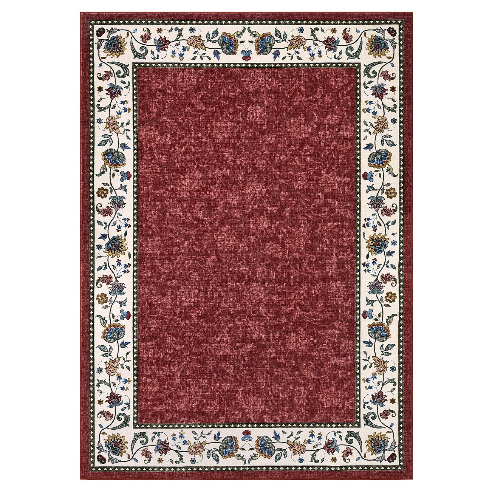 Garvee 10x13 Area Rugs Washable Vintage Floral Print Soft Non Slip Carpet for Living Room Bedroom Dining Room Red