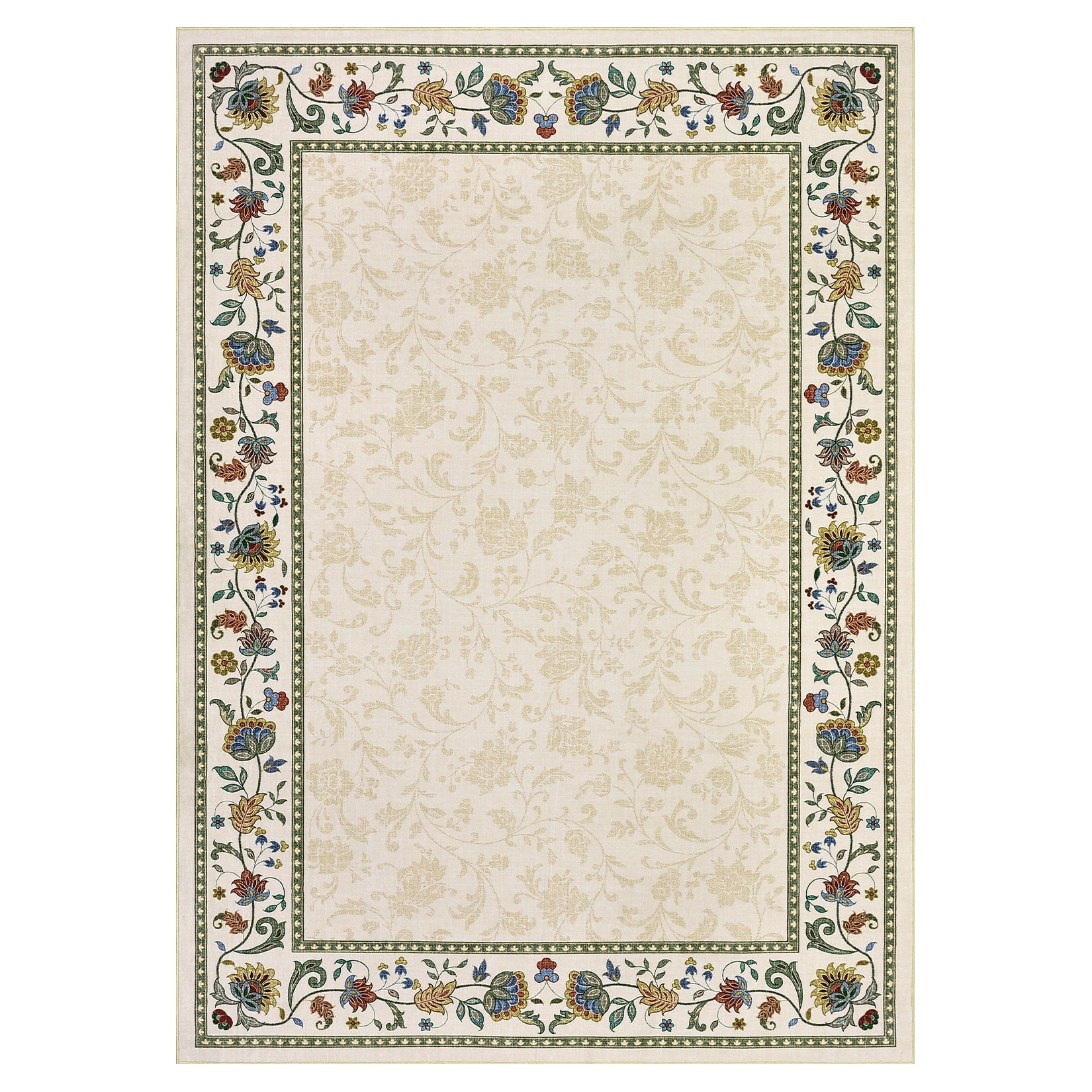 Garvee 10x13 Area Rug Washable Vintage Floral Print Soft Non Slip Carpet for Living Room Bedroom Dining Room Beige