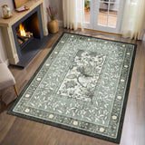 Garvee Provence Botanical Grove 4x6 Washable Rug Vintage Cottagecore Soft Gray for Bedroom Living Room Nursery Kitchen Entryway - Provence Fog