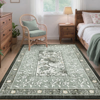 Garvee Provence 8x10 Area Rugs Botanical Grove Washable Low-Pile Vintage Carpet Gray for Living Room Bedroom Nursery Dining, Gray