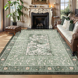 Garvee Provence 8x10 Area Rug Botanical Grove Sage Green Washable Low-Pile Vintage Carpet for Living Room Bedroom Dining Nursery, Green - Sage Grove