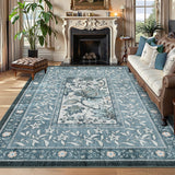 Garvee Provence Area Rugs 9x12 Botanical Grove Retro Blue Washable Rug for Living Room Bedroom Nursery - Mist Blue