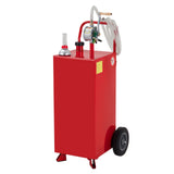 Garvee 20 Gallon Fuel Caddy with Manual Pump, 9.8 ft UV-Resistant Hose Tank Gauge Ground Clamp & 8 Inch Wheels, Portable Gas Diesel Tank for Car Boat ATV Lawn Mower, Red - Red