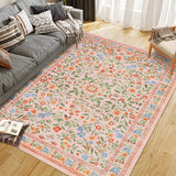Garvee Floral Area Rugs Washable Non Slip Ultra Thin Boho Flower Indoor Floor Carpet Pink 5x7Ft for Living Room Girls Room Nursery Playroom - Pink