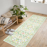 Garvee Floral Area Rugs Washable Non Slip Ultra Thin Boho Flower Indoor Floor Carpet Beige 2x6Ft for Living Room Girls Room Nursery Playroom - Beige