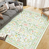Garvee Floral Area Rugs Washable Non Slip Ultra Thin Boho Flower Indoor Floor Carpet Beige 8x10Ft Girls Room Nursery Playroom - Beige