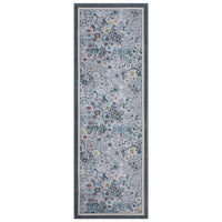 Garvee 2'x6' Runner Rug Non Slip Washable Floral Carpet for Hallways Kitchen Bedroom Gray Blue