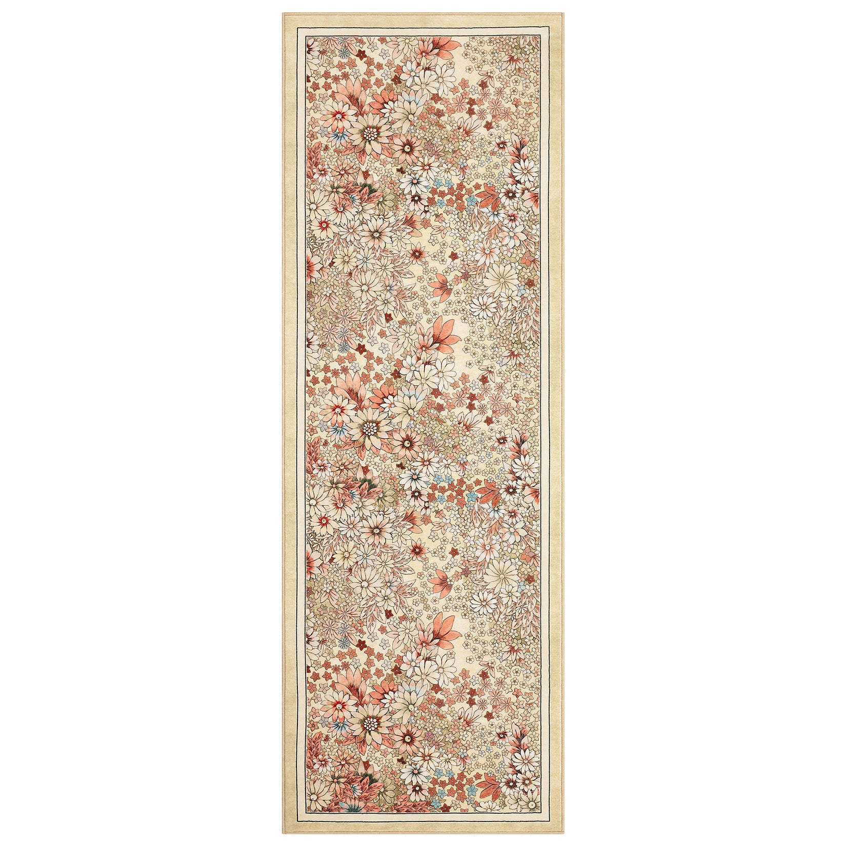 Garvee 2'x6' Runner Rug Non Slip Washable Soft Floral Carpet for Hallways Kitchen Yellow