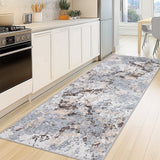 Garvee Floral Area Rug Non-Slip Low-Pile Washable Lightweight TPR Backing Foldable Living Room Bedroom Kitchen - Brown