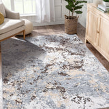 Garvee Floral Area Rug Non-Slip Low-Pile Soft Fabric Lightweight Foldable Washable Living Room Kitchen Bedroom - Brown