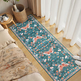 Garvee Butterfly Floral Runner Rug for Hallway 2x6 Farmhouse Carpet Runner, Stain-Resistant Thin Bedside Rug, Vintage Print Indoor Floor Carpet for Kitchen, Laundry Room, Bedroom, Blue - Blue
