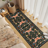 Garvee Butterfly Floral Runner Rug for Hallway 2x6 Farmhouse Carpet Runner, Stain-Resistant Thin Bedside Rug, Vintage Print Indoor Floor Carpet for Kitchen, Laundry Room, Bedroom, Black - Black