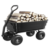 Garvee 1200 lb Poly Dump Cart, Heavy-Duty Yard Wagon with Quick Dump, No-Flat 13" Tires, Steel Frame Garden Utility Cart
