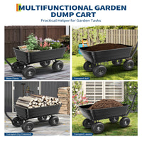 Garvee 1200 lb Poly Dump Cart, Heavy-Duty Yard Wagon with Quick Dump, No-Flat 13" Tires, Steel Frame Garden Utility Cart